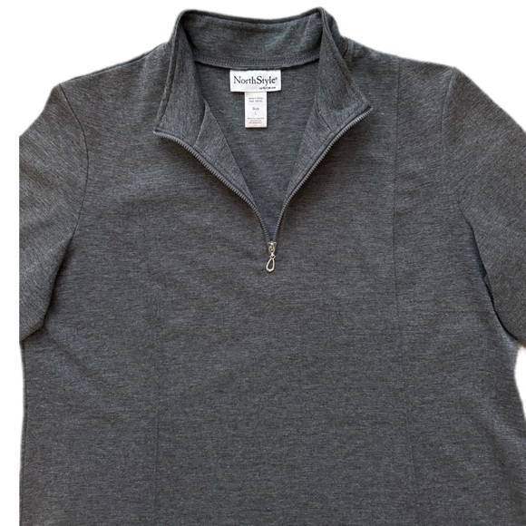 NorthStyle tunic, Size L gray heathered 3/4 sleeves zipper pocket stretch VGUC - Picture 4 of 13